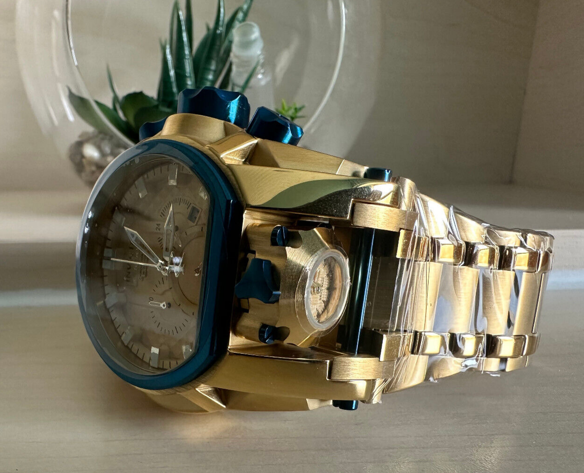 MEN'S INVICTA BOLT ZEUS MAGNUM BLUE MULTI DIAL GOLD S/STEEL