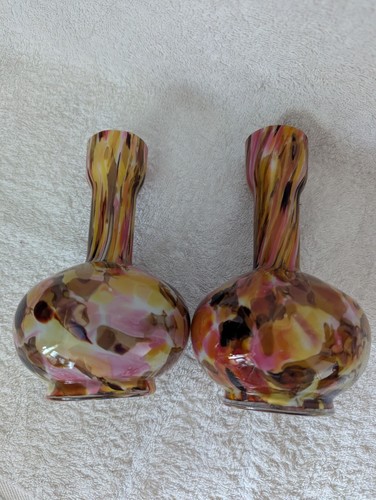 A Pair of Mid-Century Studio Art Glass Vases in Carnelian Smoke The Ember Weave - Picture 11 of 15