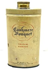 Cashmere Bouquet TALCUM POWDER Tin Vintage Advertising Yellow Vanity 50 Full