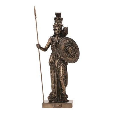 Große Athena Minerva Göttin Medusa Schild griechische Mythologie Statue Skulptur kalt