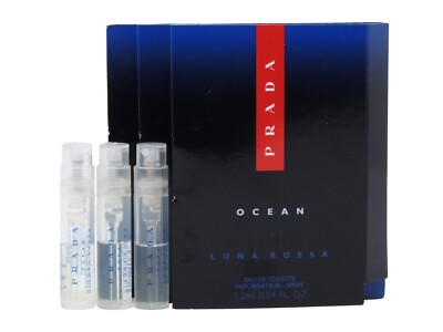 PRADA LUNA ROSSA OCEAN EDT 1.2ml .04fl oz x 3 COLOGNE SPRAY SAMPLE VIALS