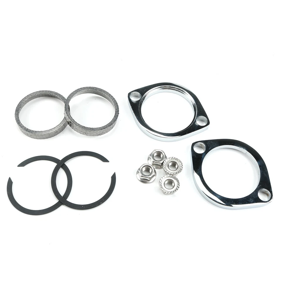 Nuevo kit de instalación de brida de escape bridas juntas clips en C tuercas dentadas para Harley Foto 2 de 4