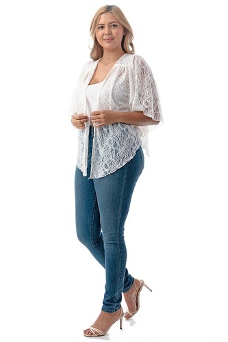 White Lace Cardigan Bolero Shrug Top 