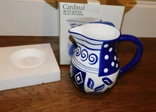 Cardinal Blue Bayou 64 oz Pitcher Water Tea 2 qt Hand-painted Ceramic NEW!