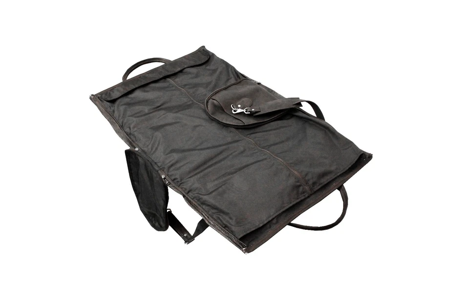 BOLSO DE ROPA COLGANTE DE LONA CONVERTIBLE DE 21" DE CUERO DAVID KING NEGRO Foto 4 de 4