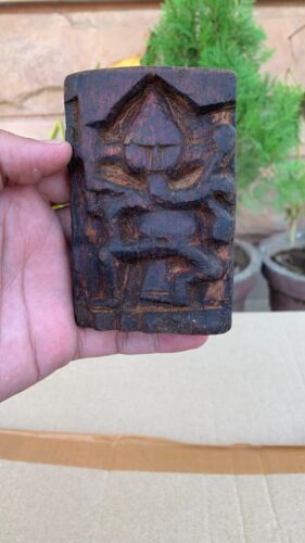 Indian Antique Handcrafted Wooden Lord Ganesha Sitting Statue 4" Figurine - Picture 1 of 9