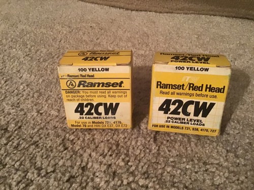 2 RAMSET .22 CAL Power Level 4 42CW Box Of 100 Loads Yellow Tip Brand New NIB