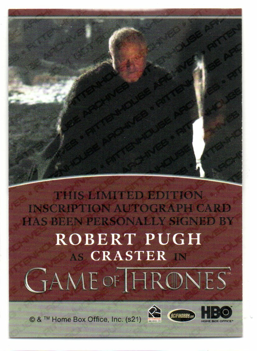 ROBERT PUGH as Craster Game of Thrones Iron Anniversary 2 Inscription  Autograph | eBay