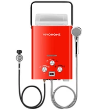 Portable 1.6GMP 6L Propane Gas Tankless Water Heater Digital Display RV Camping