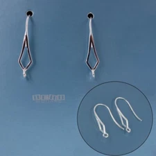 2 Sterling Silver Hollow Rhombus French Hook Ear Wire Earrings, Open Loop #33542
