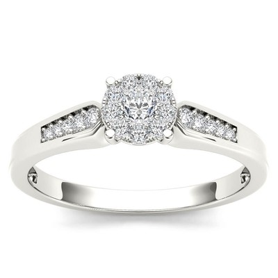 10k Weißgold 1/4 Karat Diamant Halo Verlobungsring für Frauen Größe 7