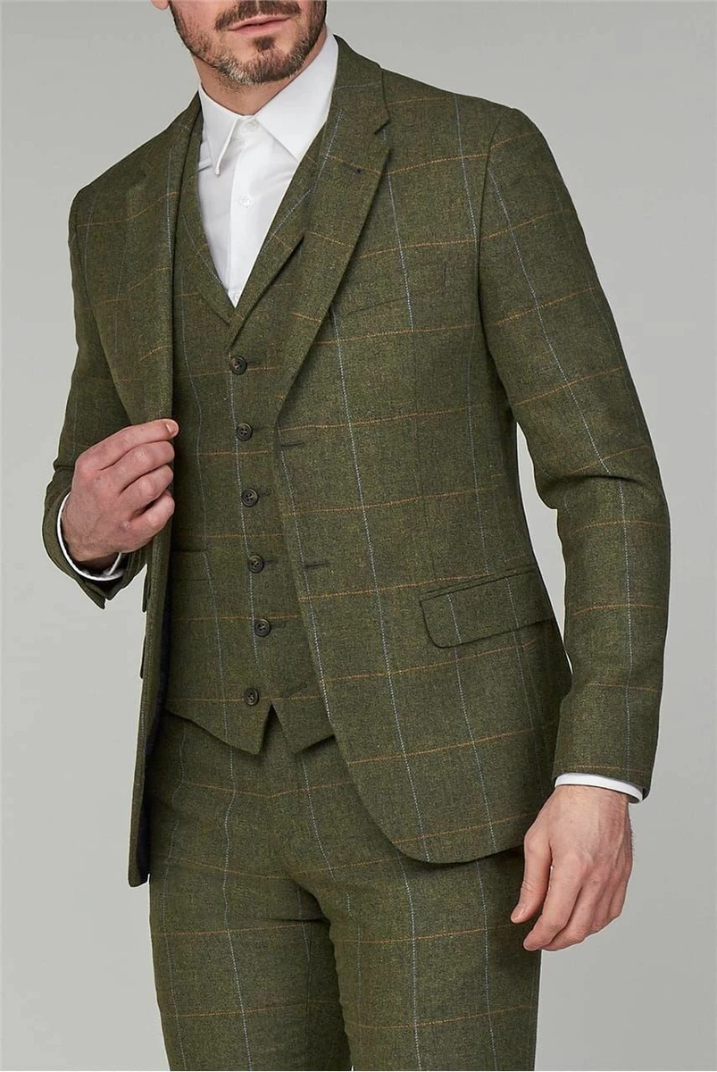Olive green tweed clearance suit