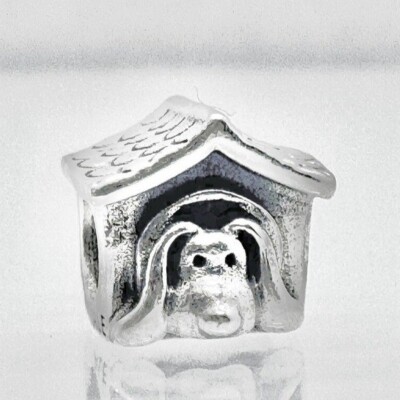 Rare Retired Pandora 925 Sterling Silver Dog House Red Heart Charm
