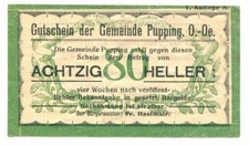 80 Heller 1920 PUPPING Austria UNC Notgeld Paper Money Banknote #P10415.U