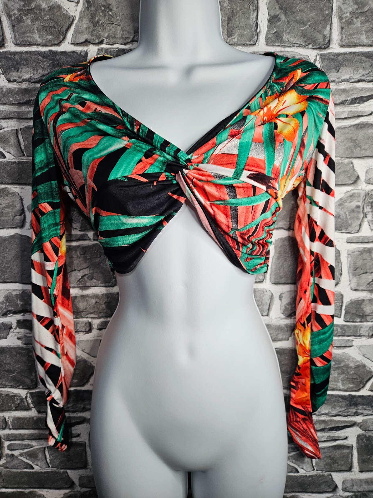 Lustre Tropical Print Twist Crop Top Size 8 Brand New-image