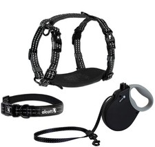 alcott Adventure Retractable Dog Leash or Harness or Collar Black S - M - L