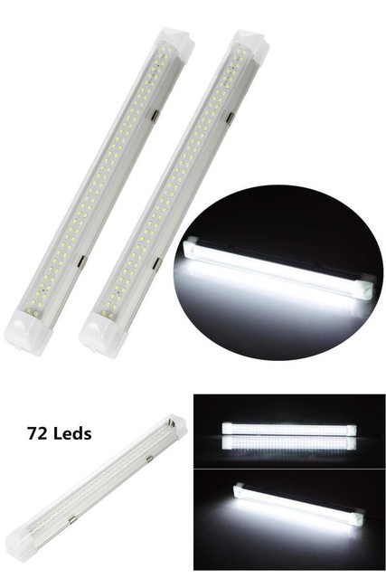 2 Pcs 12v Led Interior Light Cargo Trailer Camper Boats Car Vans Lamp Strip Bar