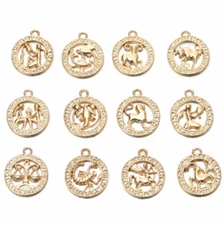 1pcs Zircon Twelve Constellations Charms,Rhinestones Twelve Zodiac Sign Pendants