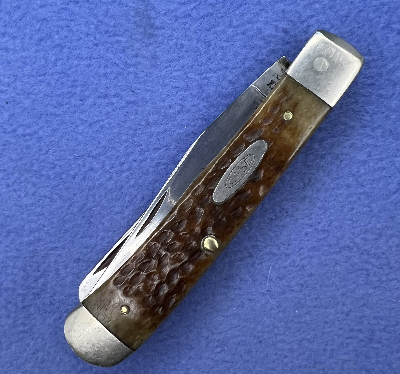 Vtg CASE XX 8 Dot 6254 2 Blade Folding Trapper Pocket Knife Bone Handle