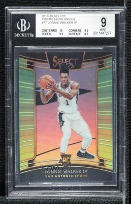 2018 Select Neon Green Prizm 62/75 Lonnie Walker IV #77 BGS 9 MINT Rookie RC n0c