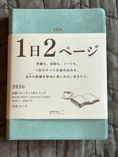 NEW 2026 A6 Midori Hibino Daily Planner and Journal Blue Green Cover