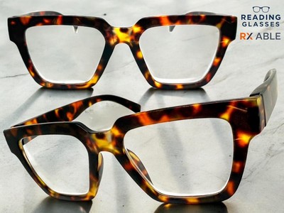 Oversize Modern Retro READING EYE GLASSES READERS Large Big Tortoise Frame +3.00