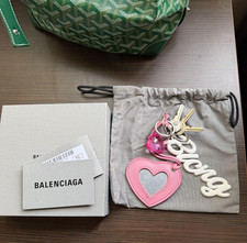 Balenciaga Designer Bag Logo Charm Key Chain Silver