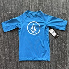 Youth Medium Volcom Thrashguard Rashguard Lido Solid Blue Anti-UV UV Protection