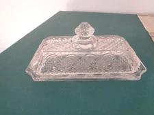 Vintage Avon Clear Pressed Glass Cape Cod Waves Covered Butter Dish