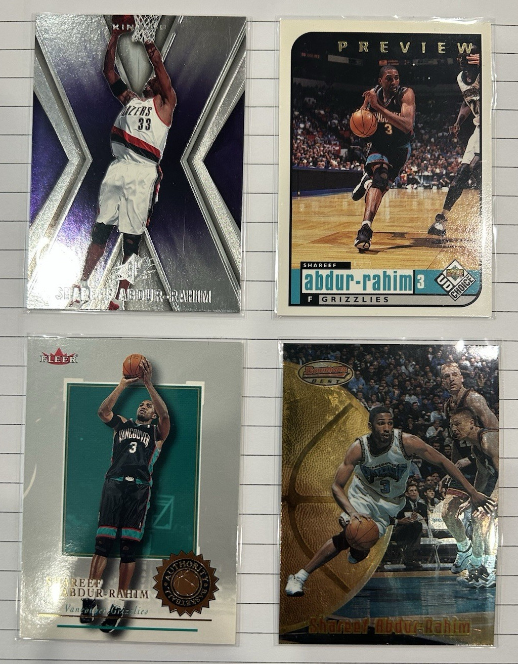 Shareef Abdur-Rahim Card Lot (4 Cards Total)  Upper Deck / Fleer / Topps