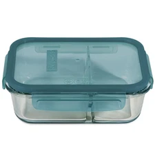 Snapware Meal Box 4-Cup Divided Glass Storage Container with Lid