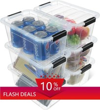 NEW.6-Piece Set of Plastic Storage Containers with Lids, 7-Quart Capacity
