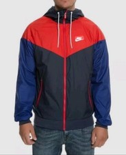 Nike Windrunner Mens S Hooded Windbreaker Jacket Color-block Blue Red Full Zip