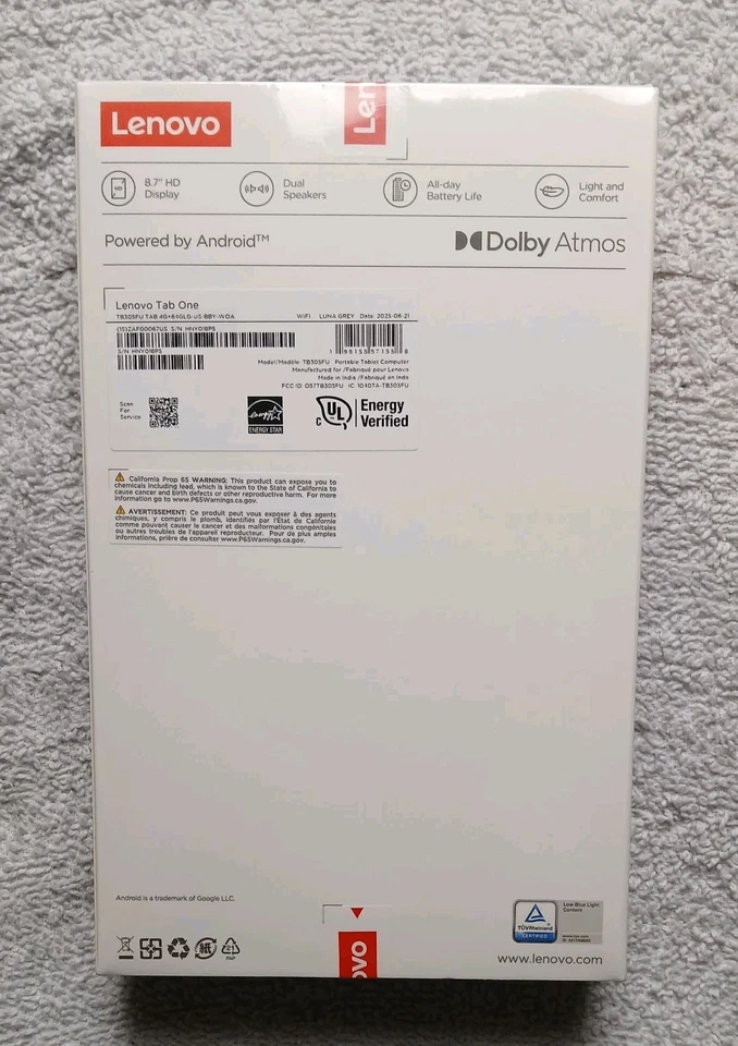 Lenovo Tab One TB305FU 8.7” Tablet 64GB Luna Grey w/ Folio Case All New Sealed - Image 3 of 4