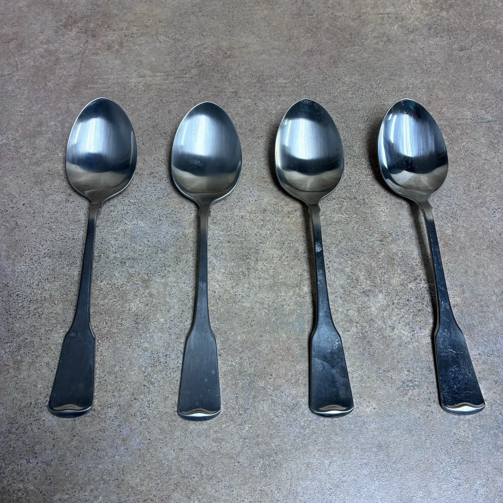 4pc Oneida American Colonial Heirloom Cube Stainless Steel Serving Spoons