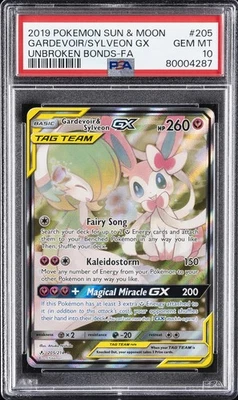 2019 POKEMON SUN & MOON UNBROKEN BONDS FULL ART/GARDEVOIR & SYLVEON GX PSA 10
