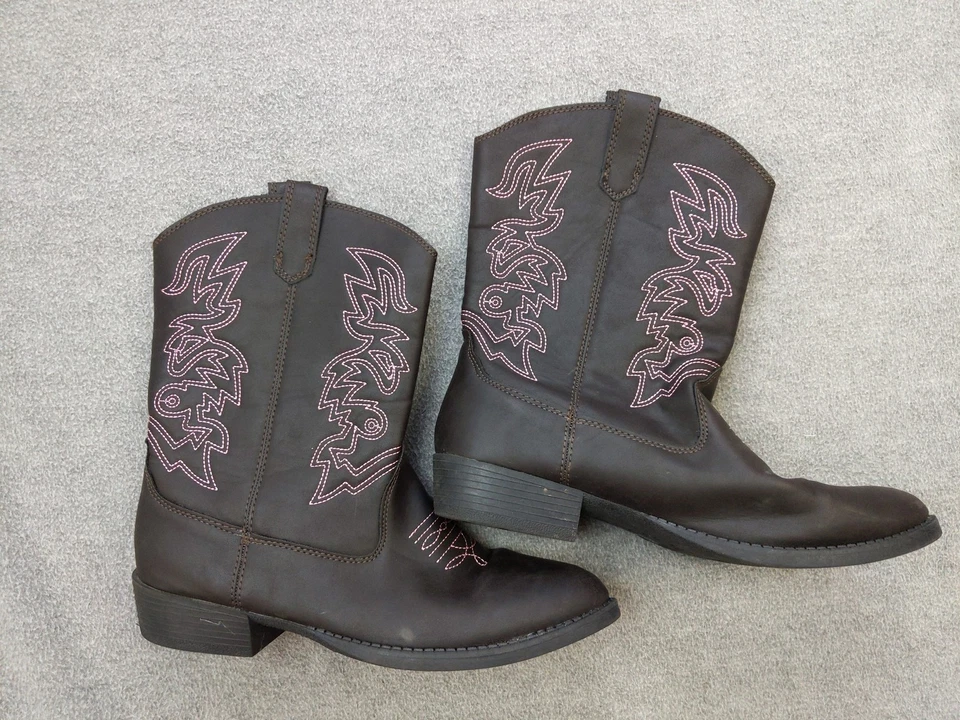 Олень олени олени ботинки девочек размер 6 коричневый Western ковбой розовый стежок молодежи Kids обувь - Изображение 2 из 4