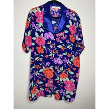 Vintage Victoria Secret Gold Label Flower Kimono Duster Pajama Blue Pink Sz M/L