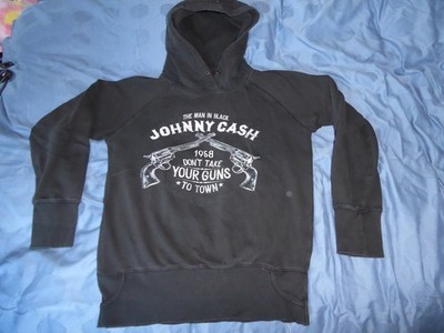 Johnny Cash Girlie-Hoodie, Kapuzenpulli, schwarz - Gr. XXL