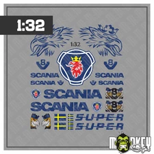 Set adesivi Scania adatti per 1:32 SIKU WIKING camion camion sticker blu