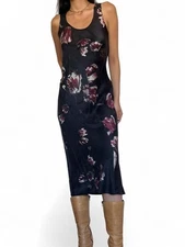 Vince Mixed Tulip Satin Slip Dress 100% Silk Black Floral XS