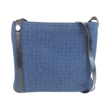 BVLGARI Logo mania Shoulder Bag Messenger Bag Blue Black canvas/leather