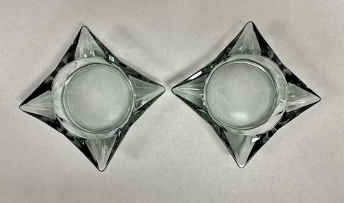 "Par de ceniceros de vidrio vintage Atomic Star de 6"" gris humo - Libbey MCM azul pesado" - Imagen 2 de 9