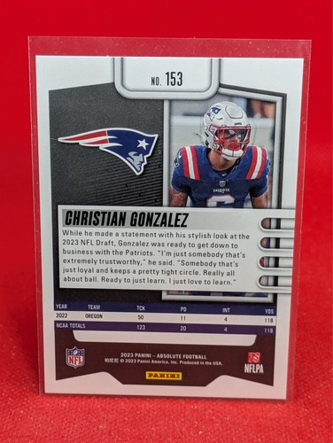 2023 Panini Absolute CHRISTIAN GONZALEZ Rookie Red Squares /499 RC Patriots #153 - Picture 2 of 2