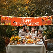 Happy Thanksgiving Banner Outdoor 120x20 Inch