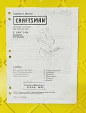 Owner's Manual & Parts List Sears Craftsman 9" Band Saw  Model 137.214090  1/3HP