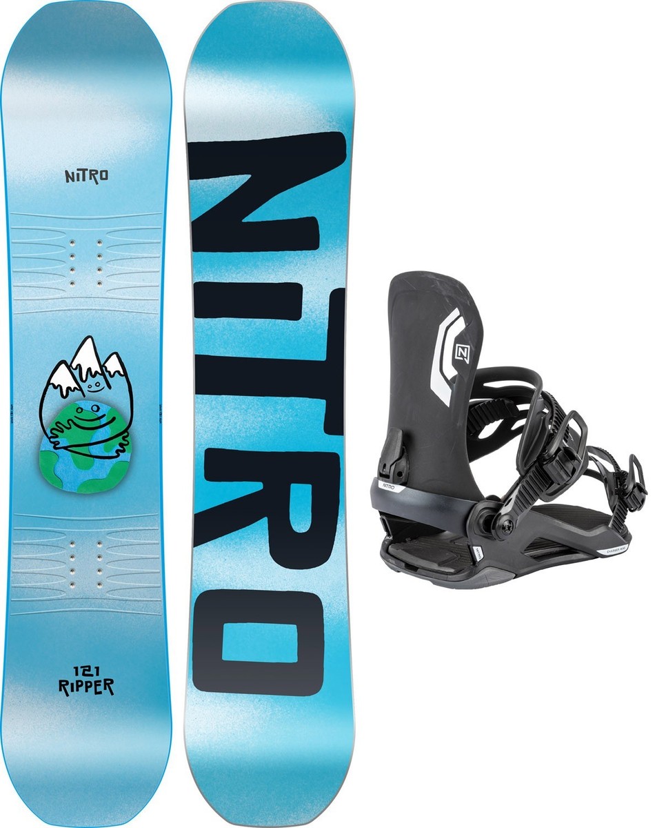Nitro Ripper Boys Kids Snowboard 121cm with Black Charger Mini
