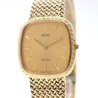 Vintage 1990s SEIKO Dolce 8N40-5040 Gold Quartz Square Mens 29mm From JAPAN A399