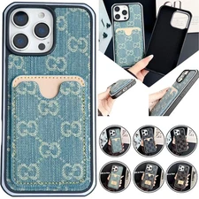 For iPhone 16 15 Pro Max 14 13 12 Card Holder Luxury Shockproof Phone Case Cover