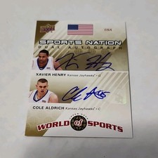 Upper Deck 2010 World of Sports Dual Auto Xavier Henry Cole Aldrich Kansas #SND…